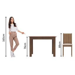 Conjunto Sala de Jantar Madesa Rute Mesa Tampo de Madeira com 4 Cadeiras - Rustic/sintético Bege - 3