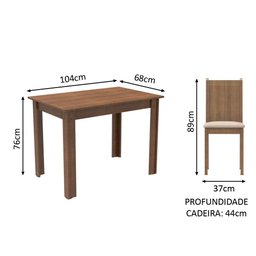 Conjunto Sala de Jantar Madesa Rute Mesa Tampo de Madeira com 4 Cadeiras - Rustic/sintético Bege - 2