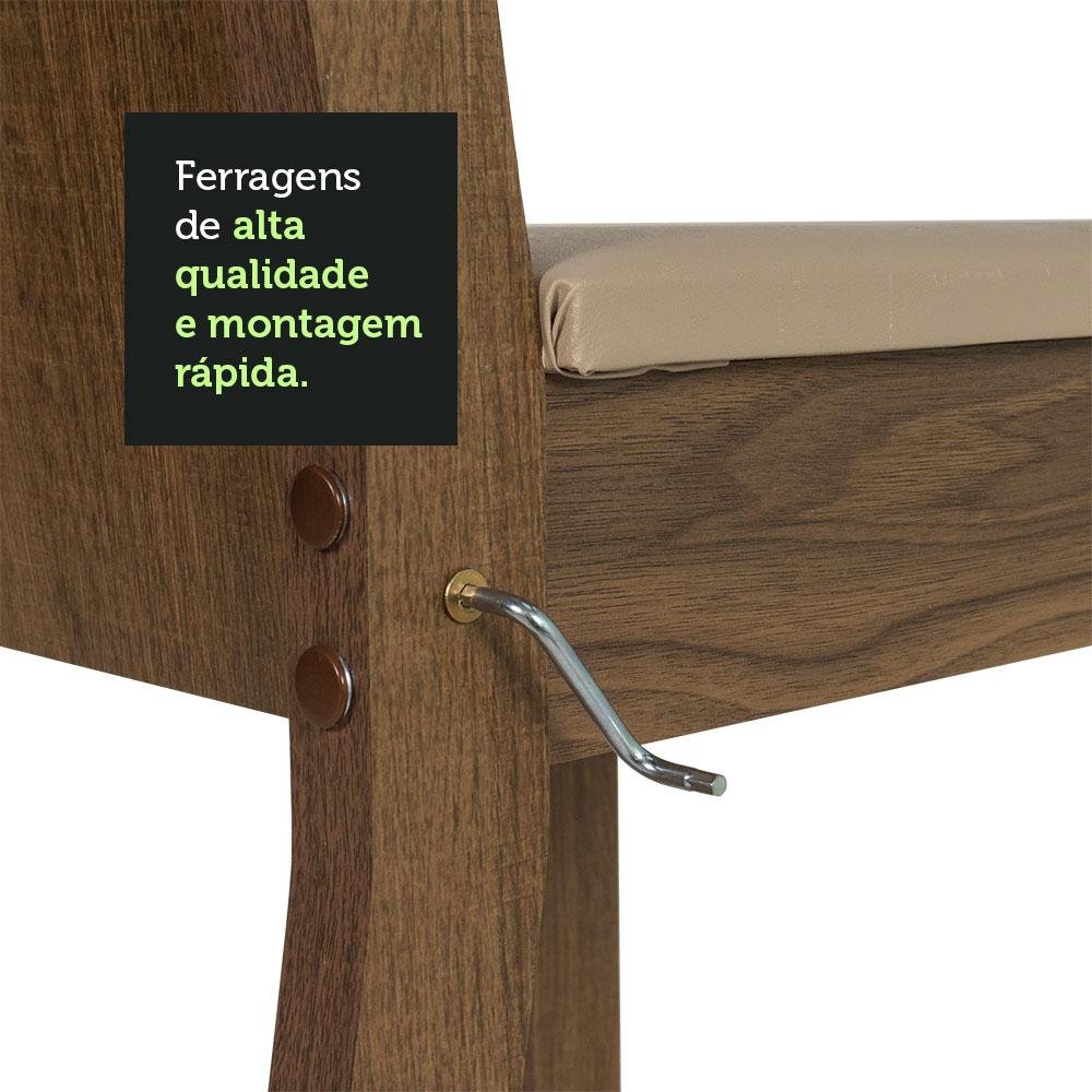 Conjunto Sala de Jantar Madesa Rute Mesa Tampo de Madeira com 4 Cadeiras - Rustic/sintético Bege - 6