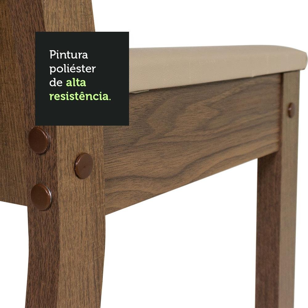 Conjunto Sala de Jantar Madesa Rute Mesa Tampo de Madeira com 4 Cadeiras - Rustic/sintético Bege - 7