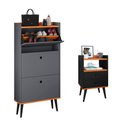 Ver imagem 1 de Kit Quarto Sapateira 3 Gavetas Basculantes Cinza/Cinamomo Mesinha Lateral Nicho Preto/Cinamomo