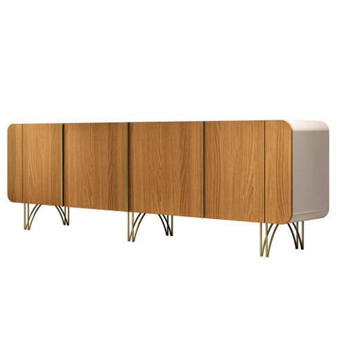 Balcão Aparador Buffet Piacente H01 Off White/Cinamomo - Mpozenato HB Móveis