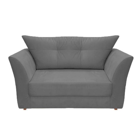 Namoradeira Decorativa Isis Suede Cinza Pés Madeira Ms Decor