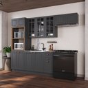 Ver imagem 1 de Cozinha Modulada 4 Peças Bari em MDF com Vidro e Rodapé Chumbo
