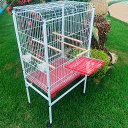 Viveiro Grande para Calopsita Papagaio Ringneck Aves Luxo - Vermelho - 4