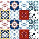 Ver imagem 2 de Papel de Parede Adesivo Azulejo Branco, Azul e Vermelho - 3,0m