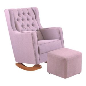 Poltrona Cadeira Amamentação Rosa Puff e Balanço Quarto Bebe Luxo