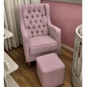 Ver imagem 2 de Poltrona Cadeira Amamentação Rosa Puff e Balanço Quarto Bebe Luxo