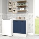 Ver imagem 1 de Conjunto Lavanderia Aurora Modulável 70cm com Nicho Clássico Cor:branco com Azul