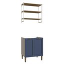 Ver imagem 2 de Conjunto Lavanderia Aurora Modulável 70cm com Nicho Clássico Cor:branco com Azul