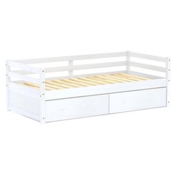Cama Infantil Slim com 02 Gavetas Madeira Maciça Branco Housin - 2
