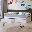 Ver imagem 1 de Cama Infantil Slim com 02 Gavetas Madeira Maciça Branco Housin