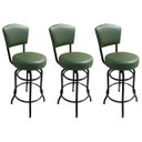 Ver imagem 2 de Kit 3 Banquetas Alta Bar Giratória com Encosto Cor Preta Assento Grosso Confortável Cor Verde