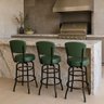 Kit 3 Banquetas Alta Bar Giratória com Encosto Cor Preta Assento Grosso Confortável Cor Verde - 1