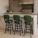 Ver imagem 1 de Kit 3 Banquetas Alta Bar Giratória com Encosto Cor Preta Assento Grosso Confortável Cor Verde
