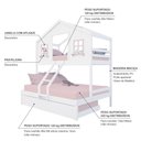Ver imagem 4 de Treliche Casal/ Solteiro Casinha Dos Sonhos Madeira Maciça Branco/ Rosa Housin