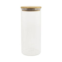 Pote de Vidro com Tampa de Bambu Oikos 1,6l Hermético Redondo - 1