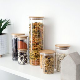 Pote de Vidro com Tampa de Bambu Oikos 1,6l Hermético Redondo - 3