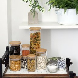 Pote de Vidro com Tampa de Bambu Oikos 1,6l Hermético Redondo - 4