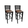 Kit 2 Banqueta Alta para Cozinha / Bar / Balcão / Preto com Estofado Marrom Mod. Laguna - 1