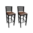 Ver imagem 1 de Kit 2 Banqueta Alta para Cozinha / Bar / Balcão / Preto com Estofado Marrom Mod. Laguna