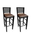 Ver imagem 1 de Kit 2 Banqueta Alta para Cozinha / Bar / Balcão / Preto com Estofado Marrom Mod. Laguna