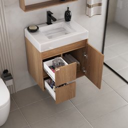 Conjunto para Banheiro Nicole 60 Cm com Lavatório e Espelheira - Fabribam Gabinetes - 3
