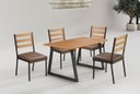 Ver imagem 1 de Cojunto Sala de Jantar Londres 1200x900 c/4 Cad 1500 BP Encab - Courino Marrom Preto Fosco BP Proa