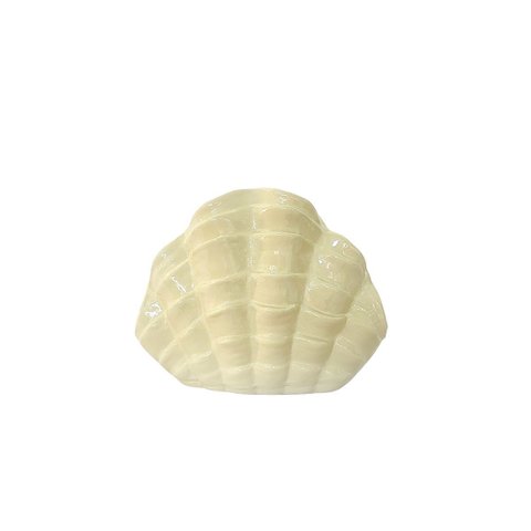 Vaso Cerâmica Concha Ostra 14x17x9 Cm – Sofisticação e Beleza Inspirada no Mar:branco
