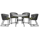 Ver imagem 1 de Mesa com 4 Cadeiras de Jantar Roma 100cm e Noronha em Aluminío Preto Corda Nautica Estofado 13 Trama