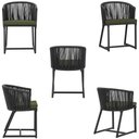 Ver imagem 5 de Mesa com 4 Cadeiras de Jantar Roma 100cm e Noronha em Aluminío Preto Corda Nautica Estofado 13 Trama