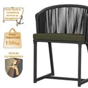 Ver imagem 4 de Mesa com 4 Cadeiras de Jantar Roma 100cm e Noronha em Aluminío Preto Corda Nautica Estofado 13 Trama
