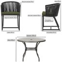 Ver imagem 2 de Mesa com 4 Cadeiras de Jantar Roma 100cm e Noronha em Aluminío Preto Corda Nautica Estofado 13 Trama