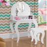 Penteadeira Infantil com Espelho Banqueta MDF Branco - 3