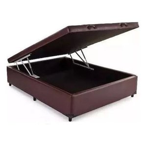 Cama Box Baú Casal Reforçada Fabricação Própria - Corino Marrom