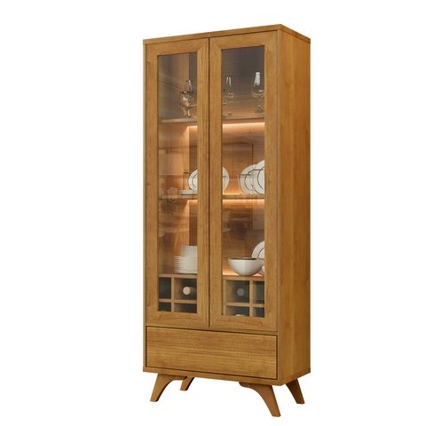 Cristaleira Clássica Adega Vitrum Naturalle 2 Portas de Vidro com Led