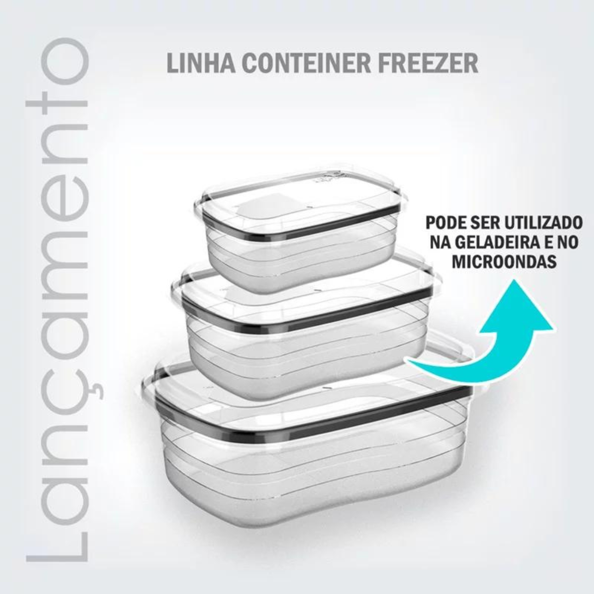 Pote de Plástico Freezer Retangular Transparente 1,4l - 4