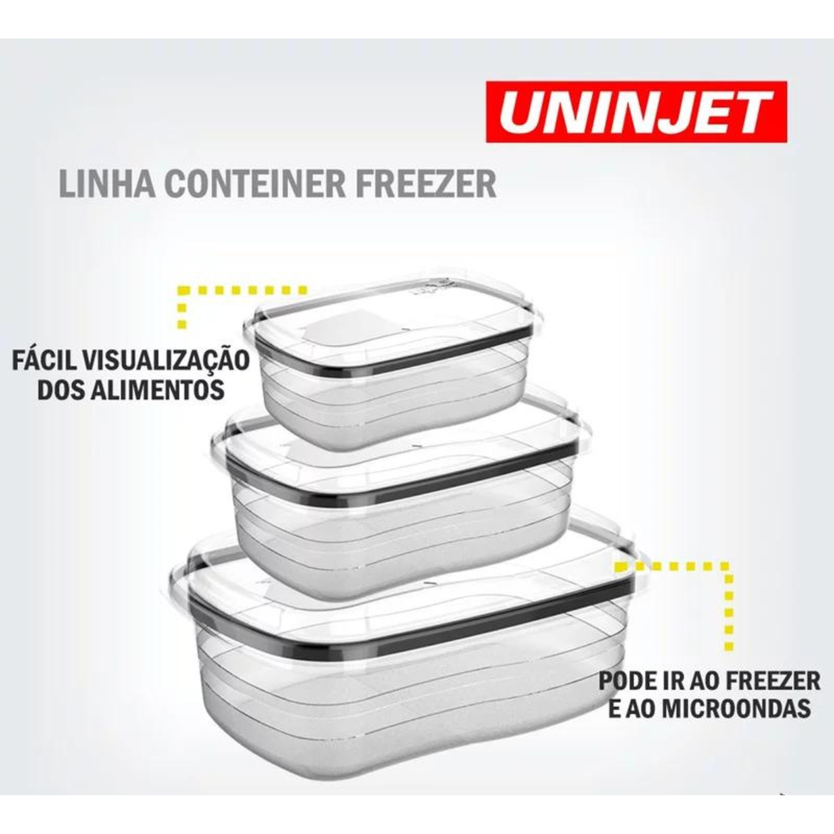 Pote de Plástico Freezer Retangular Transparente 1,4l - 3