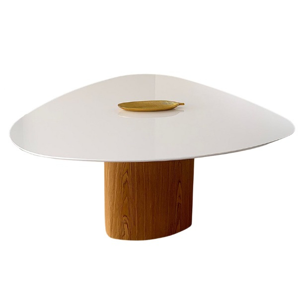 Mesa de Jantar Cone Orgânica 130x133 cm Tampo Laca Branca Base Freijó Personal Decor Mesa de Jantar  - 6