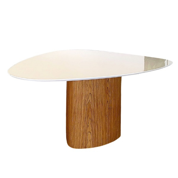 Mesa de Jantar Cone Orgânica 130x133 cm Tampo Laca Branca Base Freijó Personal Decor Mesa de Jantar  - 1