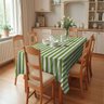 Toalha de Mesa Retangular em Tecido Impermeável Listrado Verde e Branco - 2