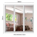 Ver imagem 4 de Guarda-roupa Casal Madesa Napoli 3 Portas de Correr com Espelho - Branco