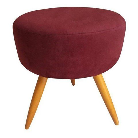 Puff Redondo Suede Marsala Pés Palito
