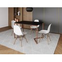 Ver imagem 1 de Mesa de Jantar Industrial Base Ferro Cobre em V Tampo 137x90 Preto 4 Cadeiras Eames Madeira Assento 