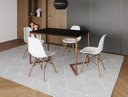 Ver imagem 1 de Mesa de Jantar Industrial Base Ferro Cobre em V Tampo 137x90 Preto 4 Cadeiras Eames Madeira Assento
