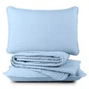 Ver imagem 1 de Kit Cobre Leito Colcha Harmony Casal 3 Peças Matelado Micropercal 200 Fios - Azul - 100% Poliéster