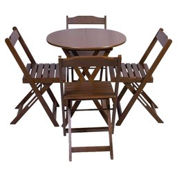 Conjunto de Mesa Dobravel com 4 Cadeiras Tampo Redondo 70x70 Imbuia - 1