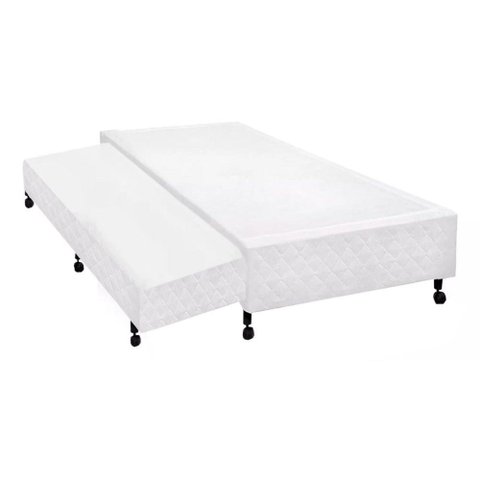 Cama Box Base c/Auxiliar Universal Solteiro Poli Tecido White (88x188x27) - Castor