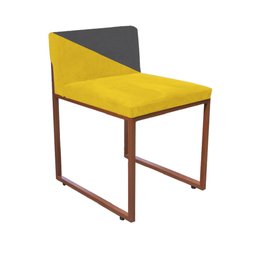 Kit 04 Cadeira Office Lee Duo Sala de Jantar Industrial Ferro Bronze Suede Amarelo e Cinza - Amey De - 3