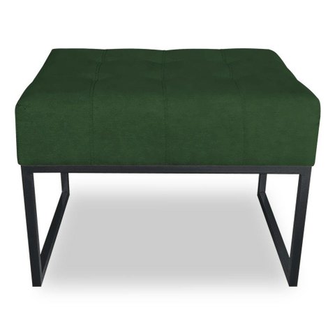Puff Lisa Suede Base Metálica Industrial Preto - Pallazio Cor Verde